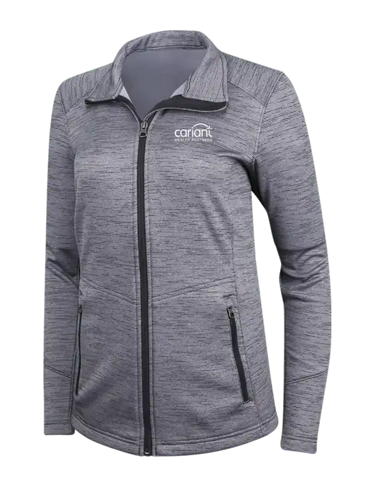 Medium Grey Womens Digi Stripe Fleece Jacket w/Cariant Logo