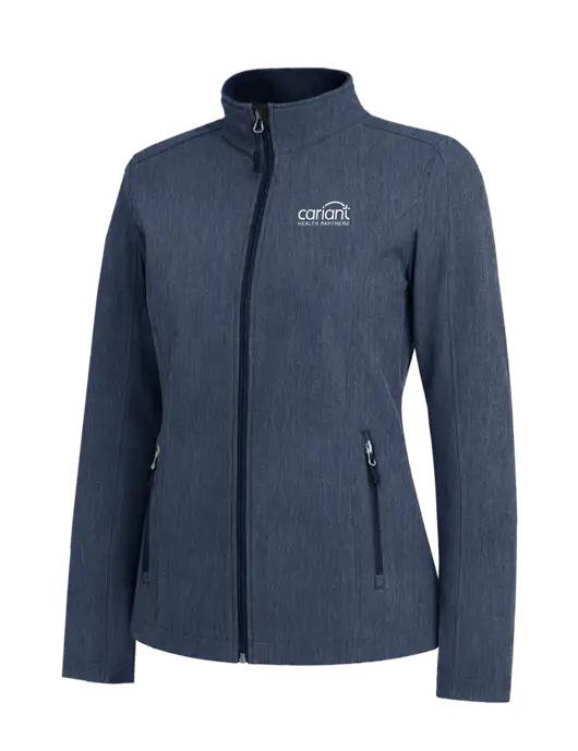 Navy Heather Womens Core Soft Shell Jacket w/Cariant Logo