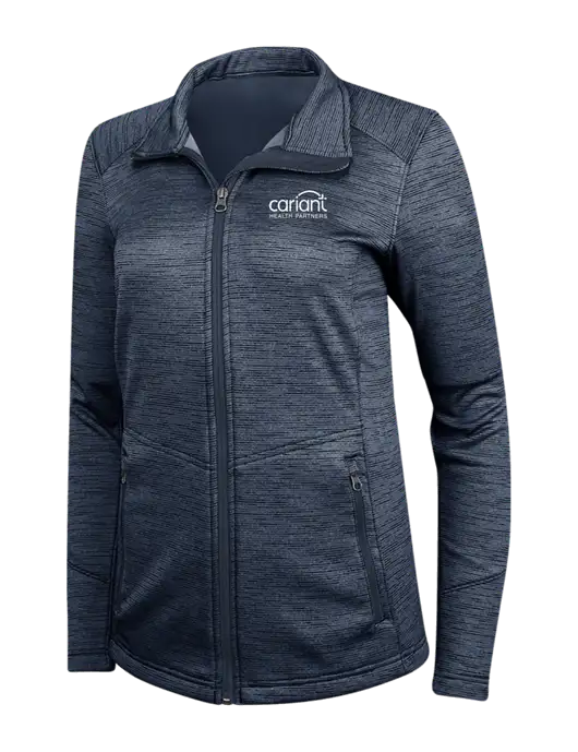 Navy Womens Digi Stripe Fleece Jacket w/Cariant Logo