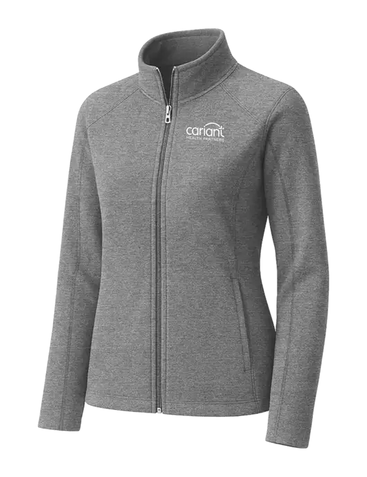 Medium Grey Womens Heather Microfleece Full-Zip Jacket w/Cariant Logo
