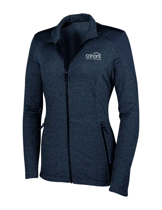 Navy Womens Grid Fleece Jacket w/Cariant Logo