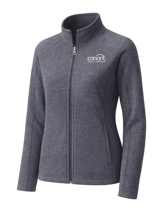 Light Navy Heather Womens Microfleece Full-Zip Jacket w/Cariant Logo