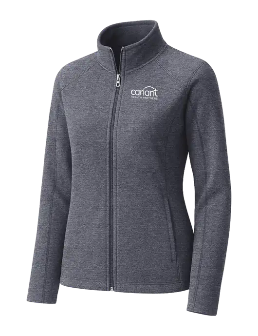 Light Navy Heather Womens Microfleece Full-Zip Jacket w/Cariant Logo