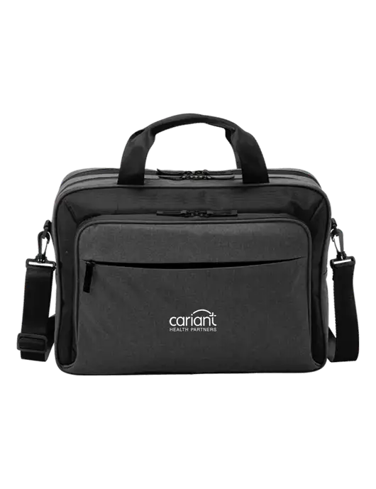 Travel Exec Graphite Heather/Black Laptop Briefcase w/Cariant Logo