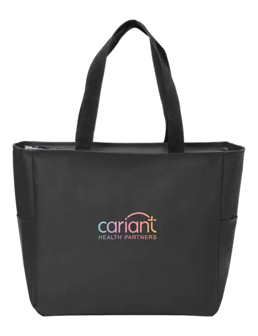 Everyday Black Zip Tote  w/Cariant Logo