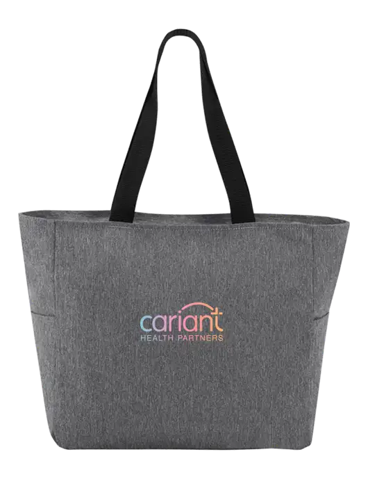 Everyday Heather Grey Zip Tote  w/Cariant Logo