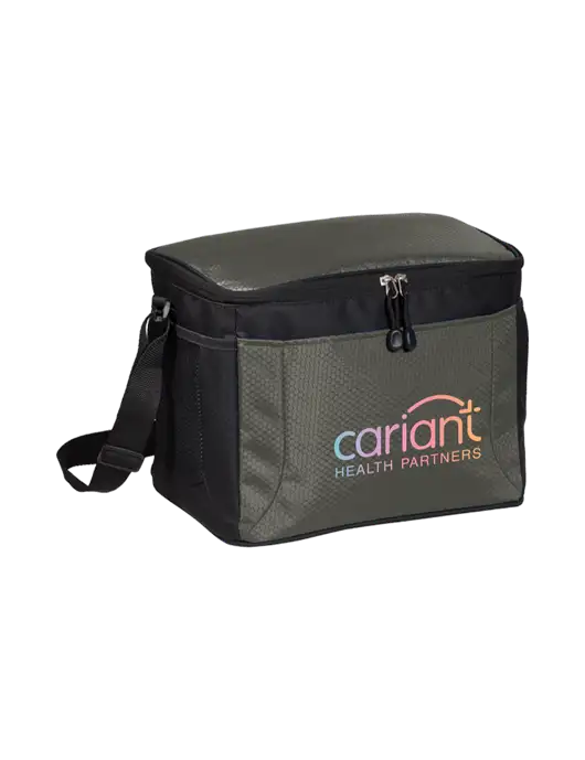 12 Can Grey/Black Cube Cooler w/Cariant Logo