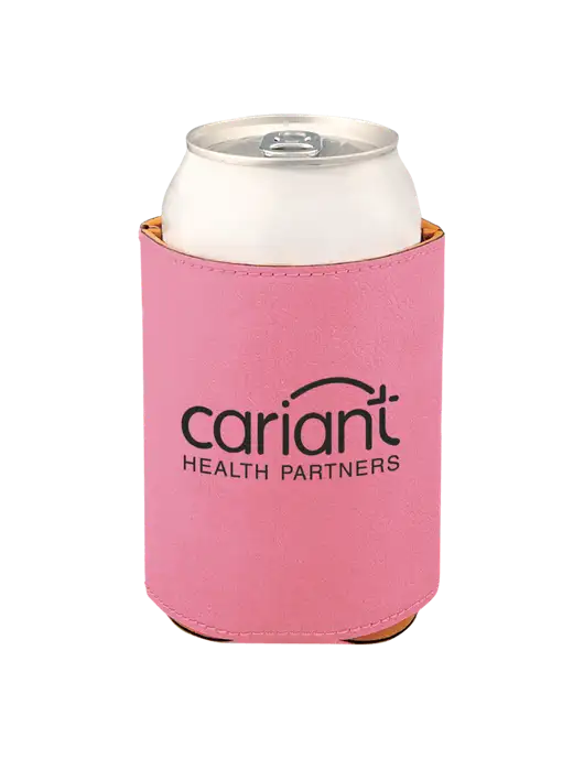 Pink Leatherette Beverage Holder w/Cariant Logo