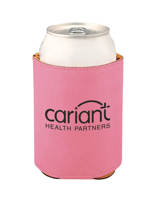 Pink Leatherette Beverage Holder w/Cariant Logo