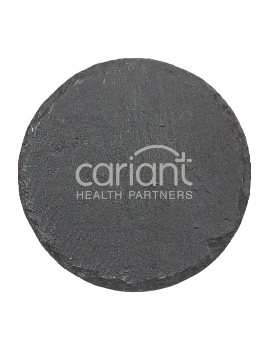 Round Slate Coaster w/Cariant Logo