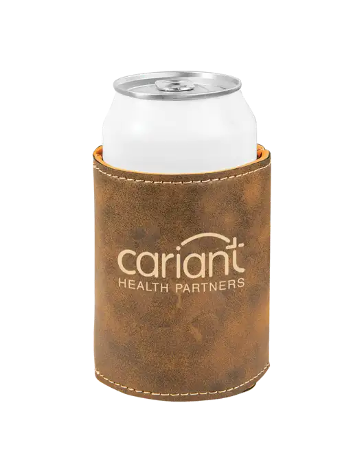 Rustic Leatherette Beverage Holder w/Cariant Logo