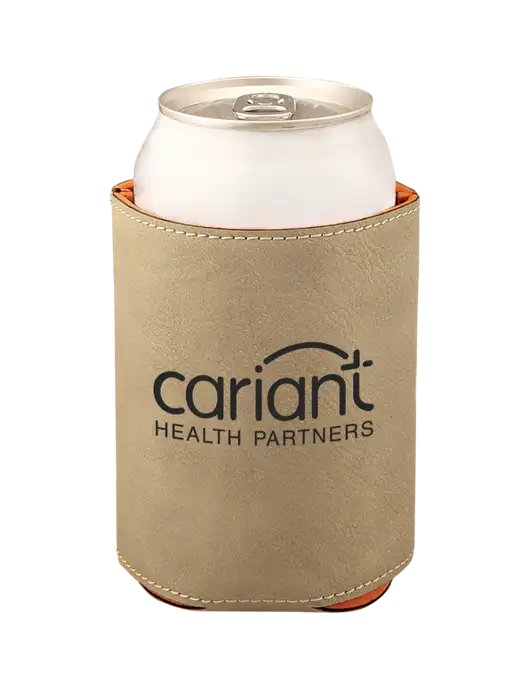 Tan Leatherette Beverage Holder w/Cariant Logo
