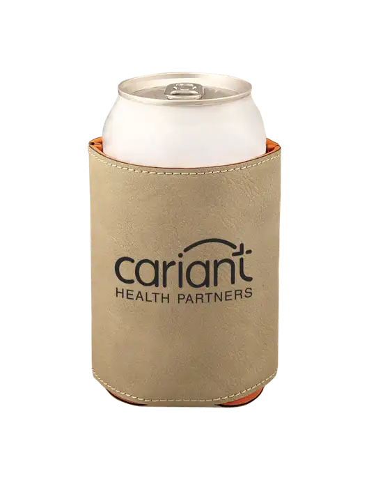Tan Leatherette Beverage Holder w/Cariant Logo