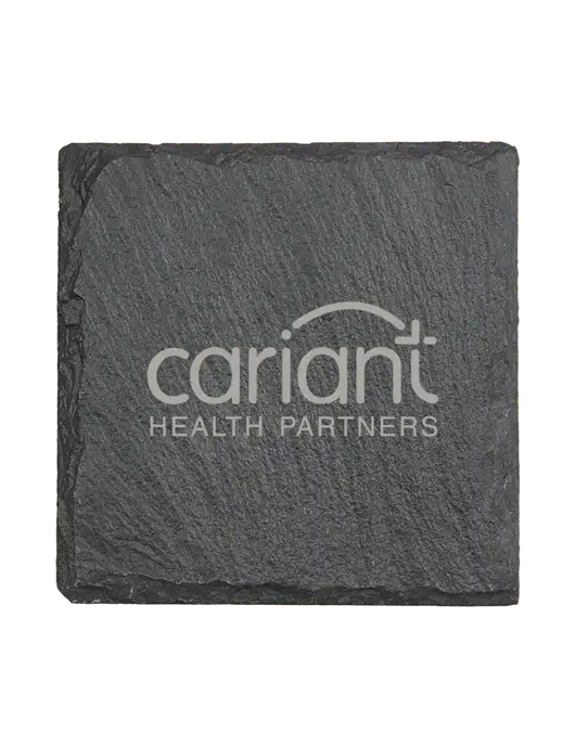 Square Slate Coaster, 4 x 4 w/Cariant Logo
