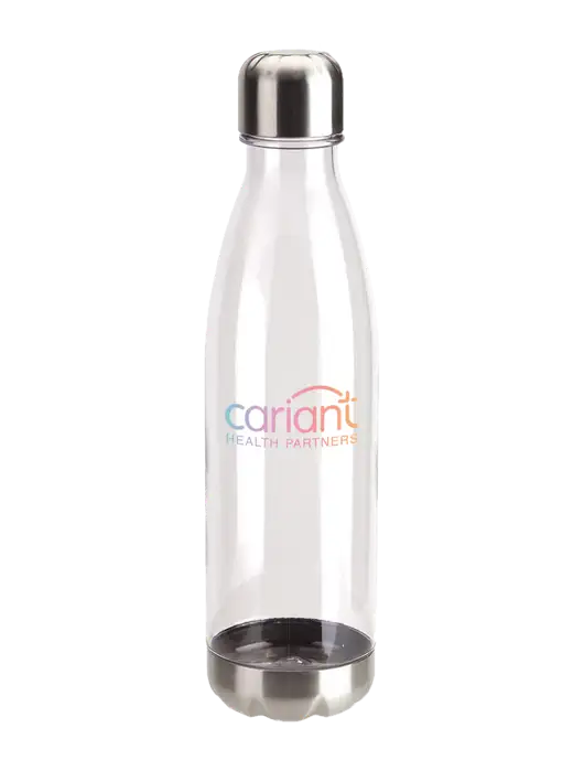 Bayside Tritan Clear 25 oz Bottle with Stainless Base and Cap w/Cariant Logo