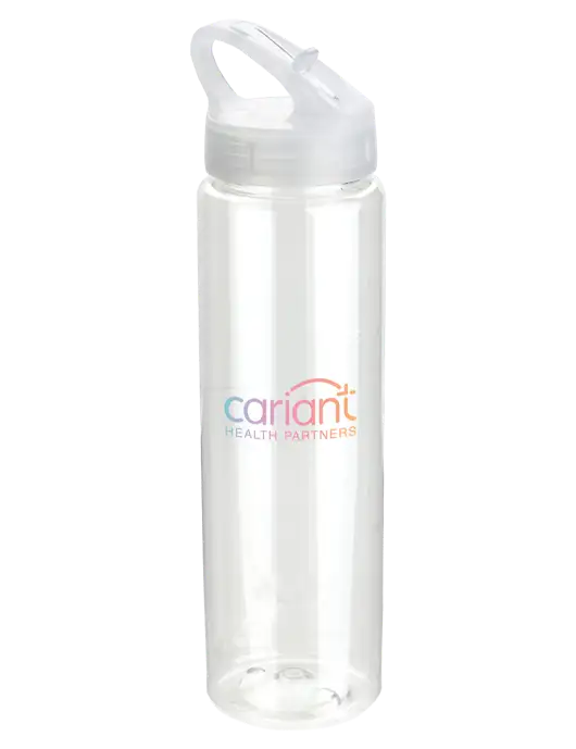 Buddy Clear 32 oz PET Bottle with Flip Lid w/Cariant Logo
