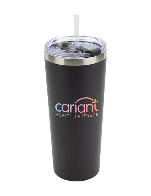 Brighton Black 20 oz Insulated Tumbler & Straw w/Cariant Logo