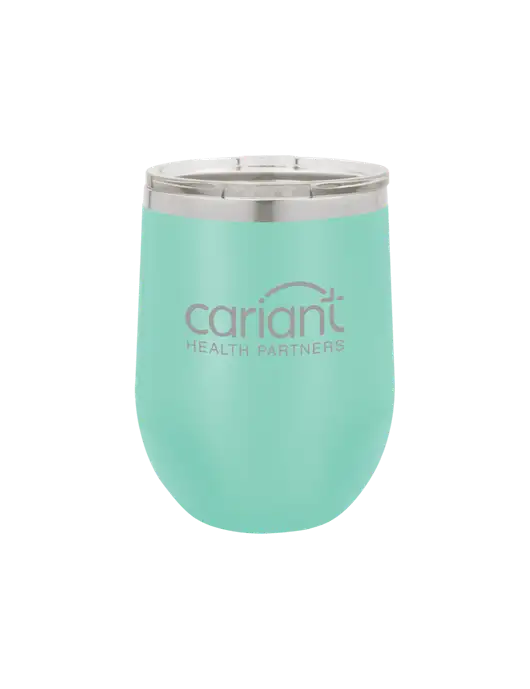 Polar Camel 12 oz Powder Coated Seafoam Vacuum Insulated Stemless Wine Tumbler w/Cariant Logo