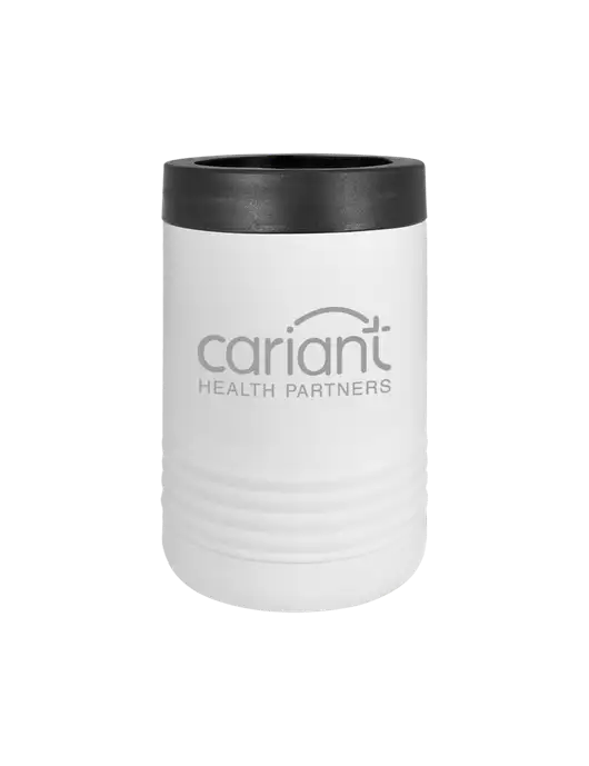 Polar Camel 12 oz Powder Coated White Vacuum Insulated Beverage Holder w/Cariant Logo