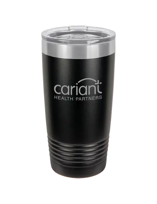 Polar Camel 20 oz Powder Coated Black Vacuum Insulated Tumbler w/Cariant Logo