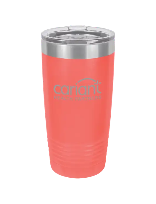 Polar Camel 20 oz Powder Coated Coral Vacuum Insulated Tumbler w/Cariant Logo
