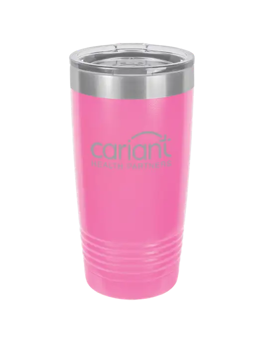 Polar Camel 20 oz Powder Coated Pink Vacuum Insulated Tumbler w/Cariant Logo
