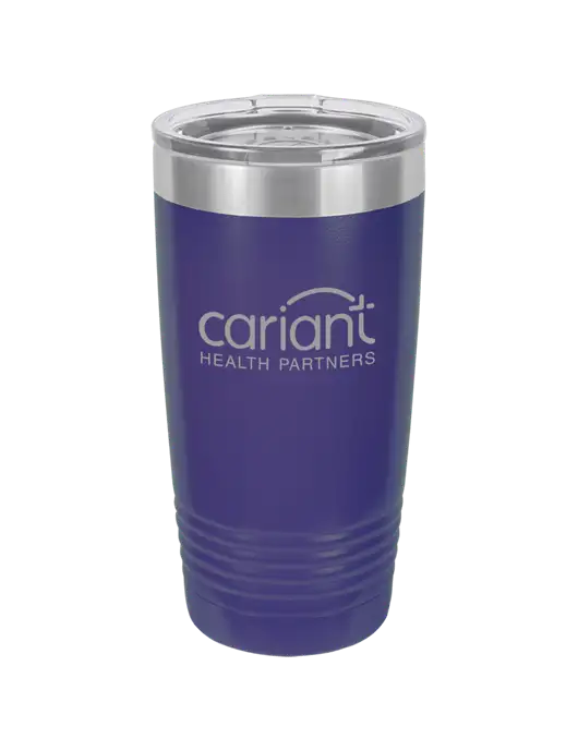 Polar Camel 20 oz Powder Coated Purple Vacuum Insulated Tumbler w/Cariant Logo