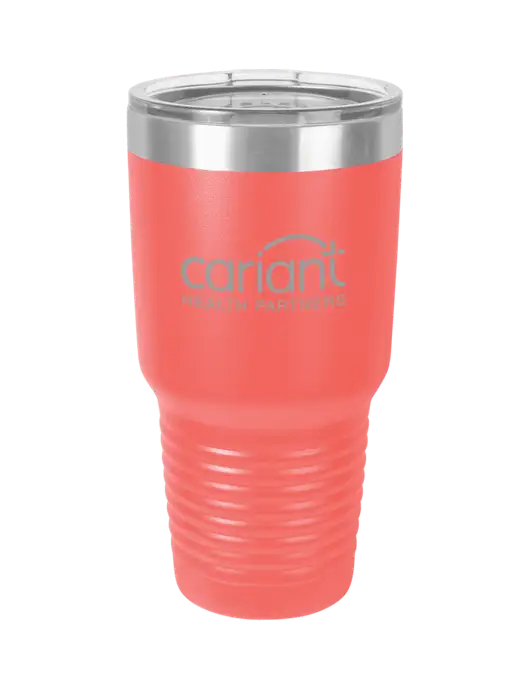 Polar Camel 30 oz Powder Coated Coral Vacuum Insulated Tumbler  w/Cariant Logo