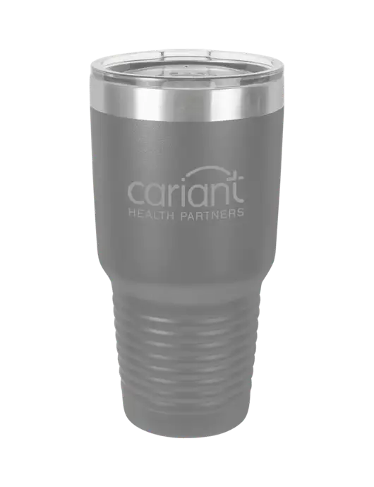 Polar Camel 30 oz Powder Coated Grey Vacuum Insulated Tumbler w/Cariant Logo