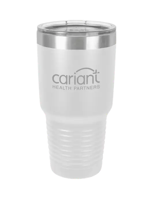 Polar Camel 30 oz Powder Coated White Vacuum Insulated Tumbler  w/Cariant Logo