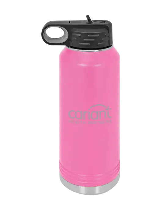 Polar Camel 32 oz Powder Coated Pink Vacuum Insulated Water Bottle w/Cariant Logo