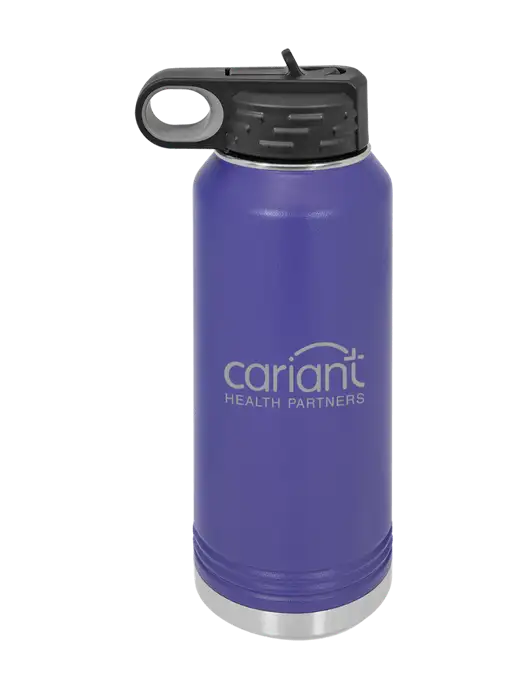 Polar Camel 32 oz Powder Coated Purple Vacuum Insulated Water Bottle w/Cariant Logo
