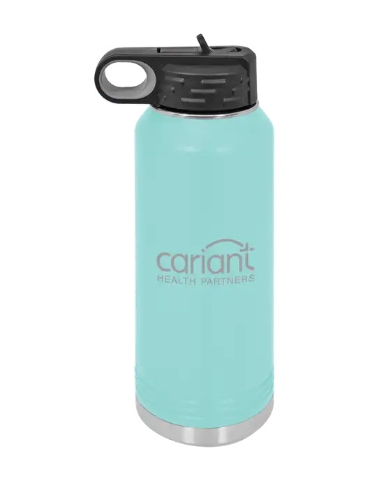 Polar Camel 32 oz Powder Coated Seafoam Vacuum Insulated Water Bottle w/Cariant Logo
