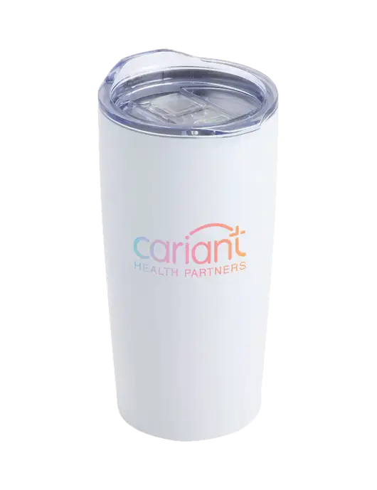 Society White 20 oz Insulated Tumbler w/Cariant Logo