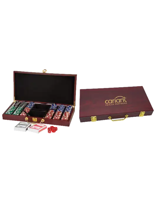 Rosewood Poker Set, 300 Chips w/Cariant Logo