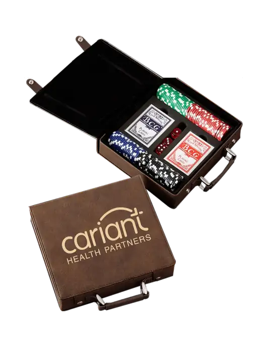 Rustic Leatherette 100 Chip Poker Set w/Cariant Logo