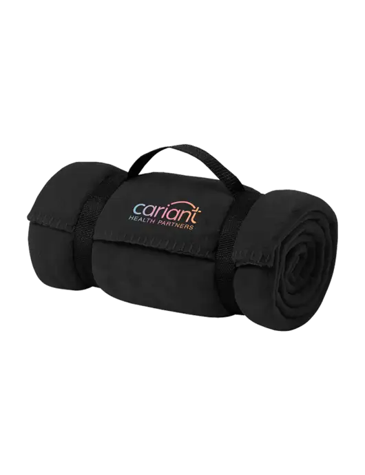 Casual Black Fleece Blanket With Strap w/Cariant Logo