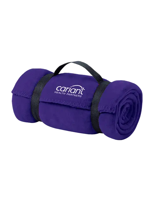 Casual Purple Fleece Blanket With Strap w/Cariant Logo