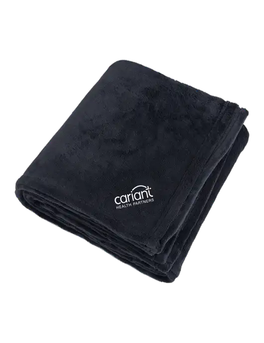 Oversized Deep Black Ultra Plush Blanket w/Cariant Logo