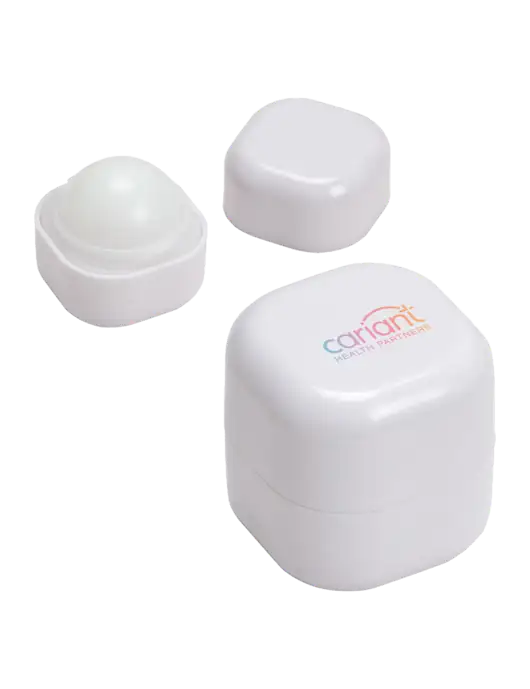 White Chap Cube Vanilla Lip Balm w/Cariant Logo
