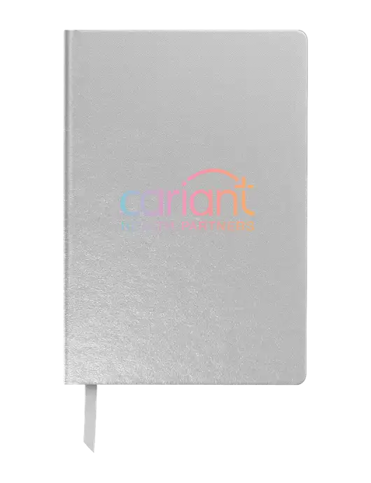 Achieve Silver Hardcover Journal, 5.5 x 8.37 w/Cariant Logo