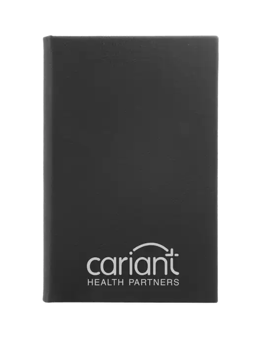 Black Leatherette 5.25 x 8.25 Journal w/Cariant Logo