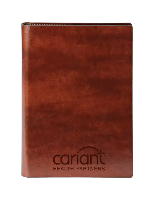 Fabrizio Brown 7 x 9.625 Padfolio & Notepad w/Cariant Logo