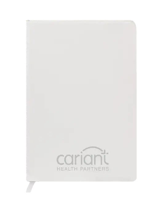 Fabrizio White Hard Cover 5.75 x 8.3  Journal w/Cariant Logo