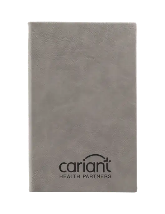 Grey Leatherette 5.25 x 8.25 Journal w/Cariant Logo