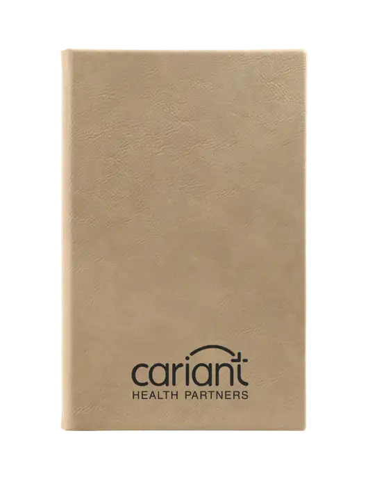 Tan Leatherette 5.25 x 8.25 Journal w/Cariant Logo