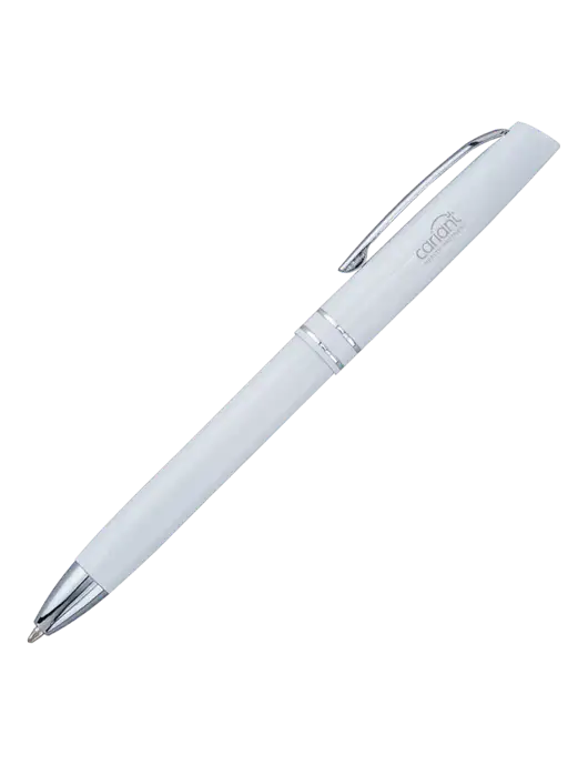 White Anguilla Black Ink Pen w/Cariant Logo