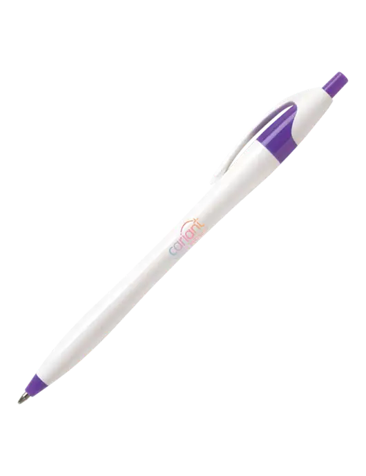 Novella Purple/White Splash Pen - Blue Ink w/Cariant Logo