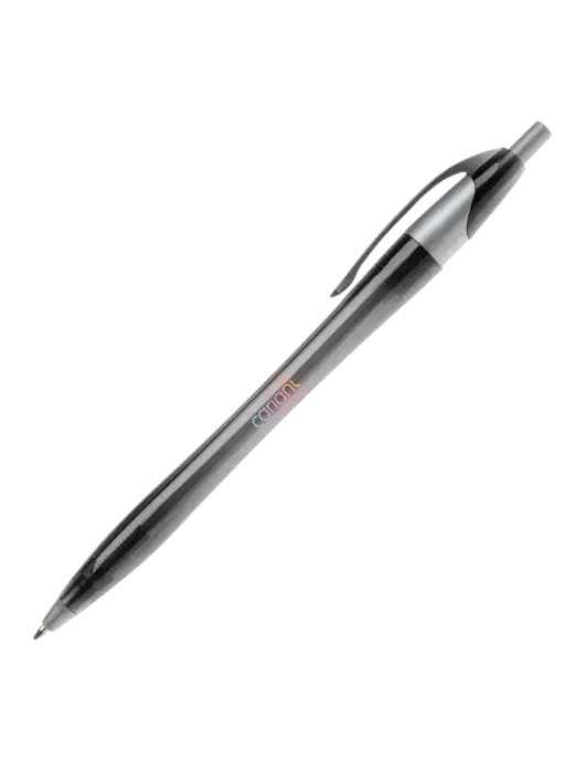 Novella Translucent Black/Silver Jewel Pen - Blue Ink w/Cariant Logo