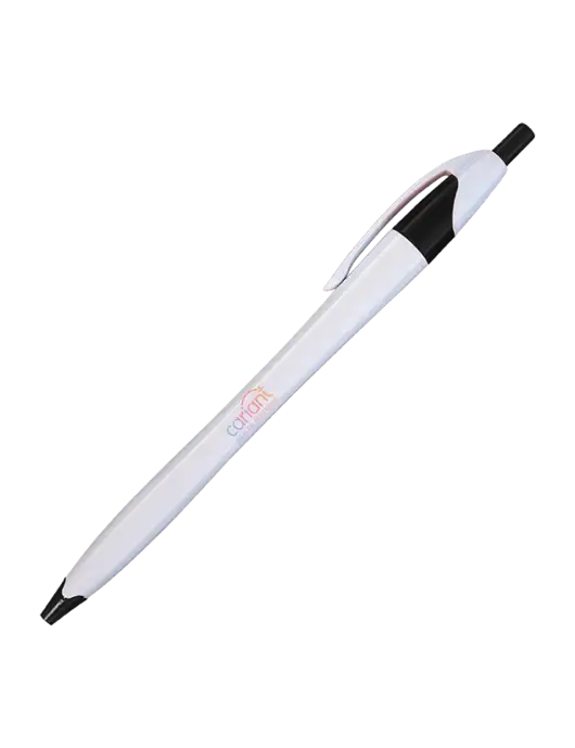 Novella White/Black Classic Pen - Blue Ink w/Cariant Logo
